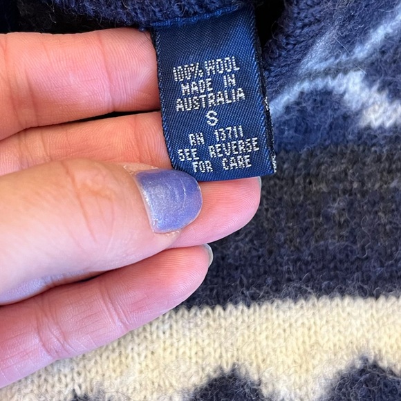 Karen Scott Women's Blue & Cream Vintage Print Pure Wool Fair Isle Sweater - Picture 6 of 7